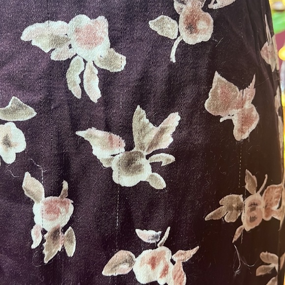 Vintage 60s / 70s Floral High Waist Silky Satin Maxi Skirt - Picture 4 of 6